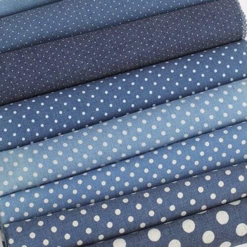 Soft Denim Fabric By The Meter Wash Cotton Anchor Star Pattern Cowboy Clothes Quilt Fabric DIY Dress Sewing Material 100*145cm