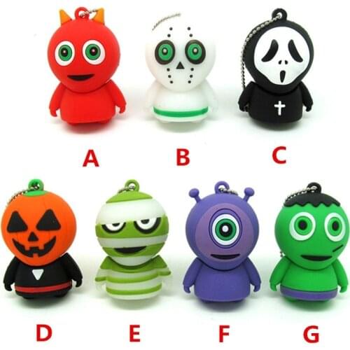 Halloween gift cartoon pumpkin Monster USB Flash Drive Memory Stick Pen Drive ghost shape pendrives 32GB 16GB 8GB 4GB 128mb