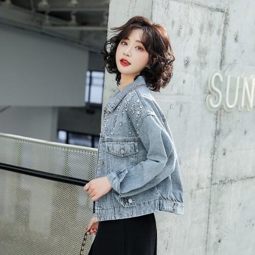 Small Short Denim Jacket for Women 2021spring and Autumn New Fashion All-Match Lapel Comfortable Long Sleeve Top