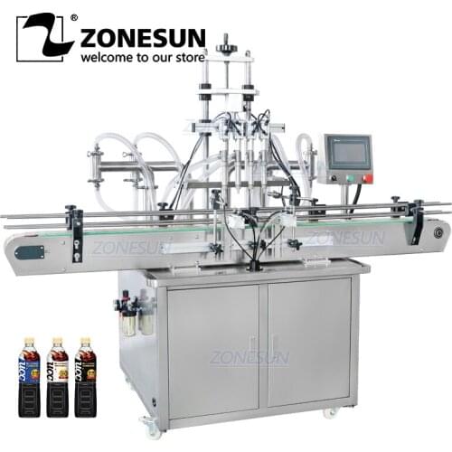 ZONESUN Pneumatic Automatic Volumetric Liquid Mango Juice Drink Bottle Piston Filling Machine