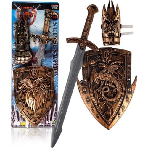 1:1 Baby Children Toys Sword Plastic Environmental Protection Simulation Security Weapon Boy Warrior Warrior Than Martial Shield