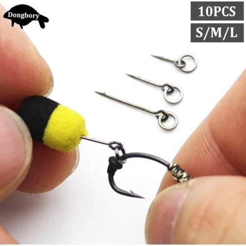 10PCS Carp Fishing Boilies Sting Bait Pins Barbed Fishing Baits Stings with Rings Chod Zig Rig D-Rig Terminal Tackle Accessories