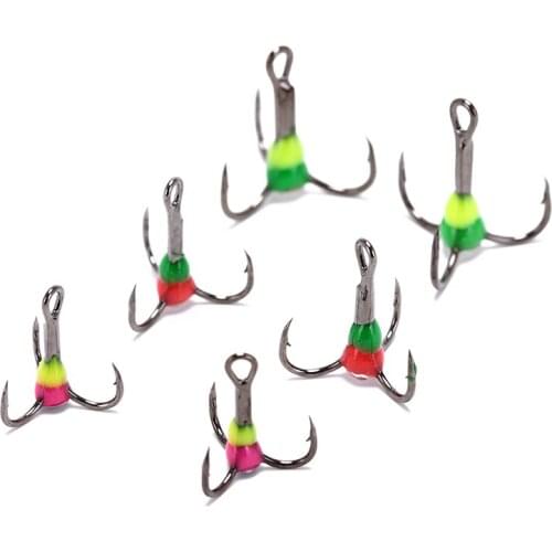 2pcs ice fishing three hooks high carbon steel winter ice fishing bait anchor hook color random