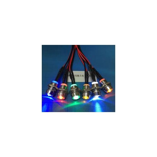 3V 5V 6V With Metal LED Holder F5 5mm White Red Green Blue Yellow Orange RGB LED Lamp Light With 20cm Wire x 100pcs