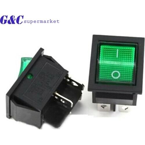 5PCS KCD4-201 4 pin on off boat rocker switch 16A 250VAC 20A/125Vwith light NEW diy electronics