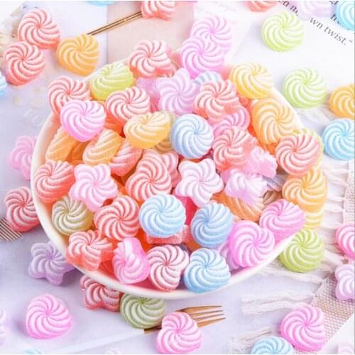 50Pcs 17mm Mixed Simulation Swirl Candy Resin Flatback Cabochons Scrapbooking Craft DIY Accessories