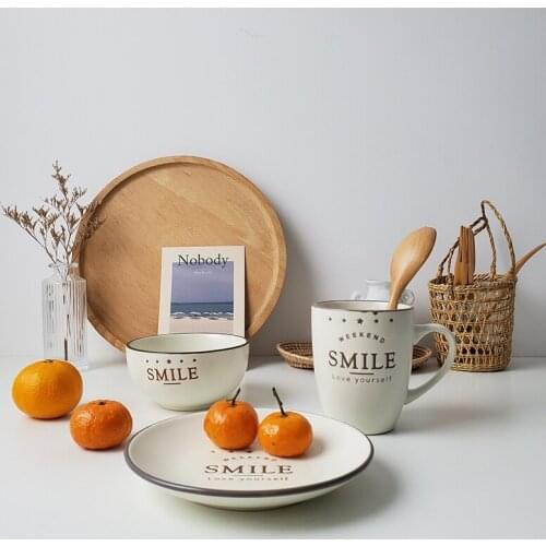 6inch Ceramic Plate Small Letter Dish For Home Kitchen Dessert Coffee Platos Decorativos Mesa Тарелки Для Еды Plate