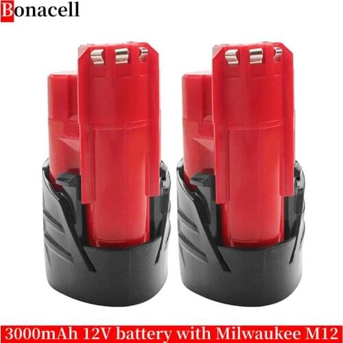 3000mAh 12V Replacement Battery Compatible with Milwaukee M12 XC 48-11-2410 48-11-2420 48-11-2411 12-Volt Cordless Tools Batteri