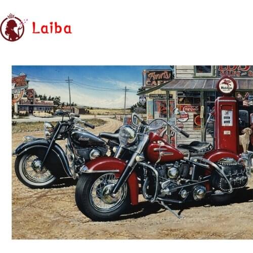 Diamond Embroidery Motorcycle shop Picture Of Rhinestones Diamond Painting Full Square round drill Mosaic Cross Stitch Wall Art