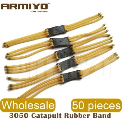 Armiyo 50Pcs/pack Wholesale 3050 type 5mmx3mm 6 Strips Elastic Catapult Slingshot Rubber Band Hunting Accessories