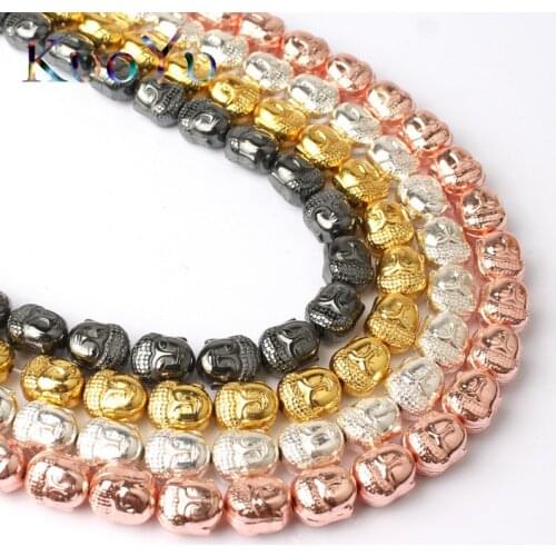 10pcs/lot Buddha Maitreya head Gold Silver Color Hematite beads Loose Spacer Bead For Jewelry Making DIY Bracelet Accessories