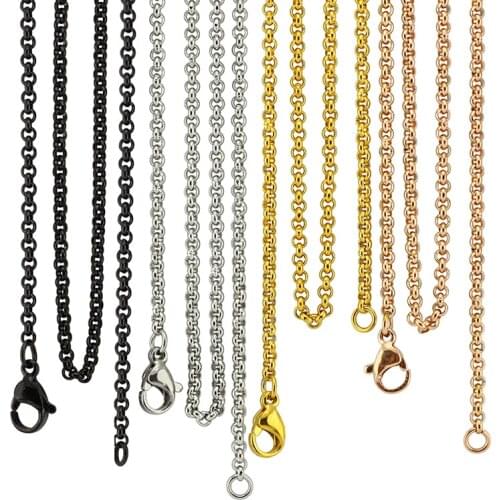 Wholesale 18''-32'' /Rose Gold/Gold/Black 316L Stainless Steel 2.3mm Rolo Chain Pendant Necklace Jewelry for women/men