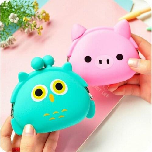 Cute Cartoon Animal Pouch Coin Bag Silicone Storage Pouch Earphone Case Mini Kids Wallet Key Case Lovely Card Wallet Purse