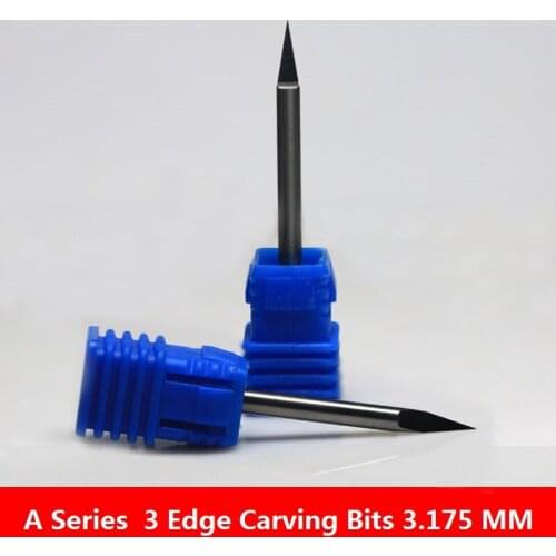 1pc 3.175mm SHK A Series 3 faces Engraving Bits 3 Edges CNC Router Tool Carbide CNC knife for hard wood printed circuit board