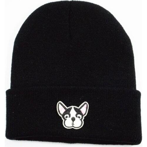 Dog embroidery Cotton Thicken knitted hat winter warm hat Skullies cap beanie hat for men and women 312