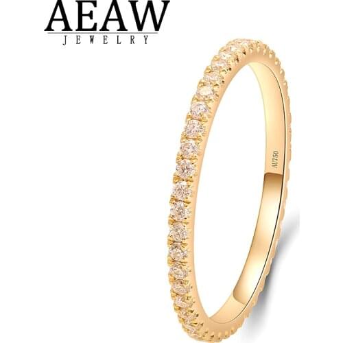 Eternity Female Moissanite Ring Solid 14K Yellow Gold Micro Pave Wedding Band Rings for Women Bridal Party Jewelry Gift