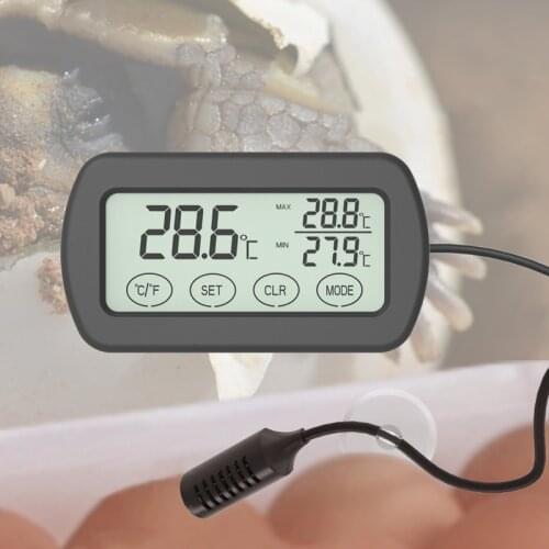 Reptile Pet Box Incubator Egg Hatching Thermometer Hygrometer with Porbe + Touch Screen + Alarm Fuction +Max Min Display