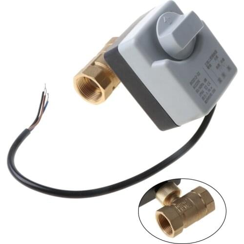 AC220V DN15 DN20 DN25 2 Way 3 Wires Brass Motorized Ball Valve Electric Actuato With Manual Switch