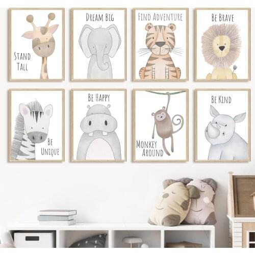 Lion Zebra Giraffe Hippo Crocodile Elephant Nursery Wall Art Canvas Painting Posters And Prints Decor Pictures Baby Kids Room