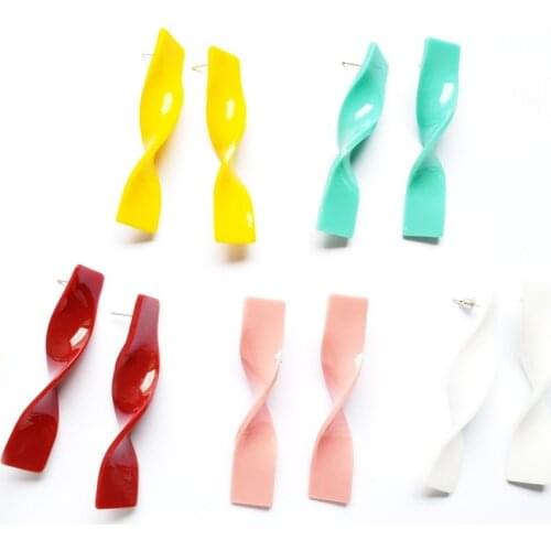 Fashion minimalism Colorful long twisted Drop Earrings For Women unique Cute Acrylic earring For Party T-stage show E18093