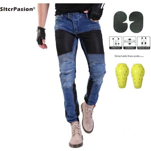 Motorcycle Pants Jeans Trousers with Protective Kneepad Hippad Elastic Breathable Wearable For Riding Cycling Casual Size S-4XL