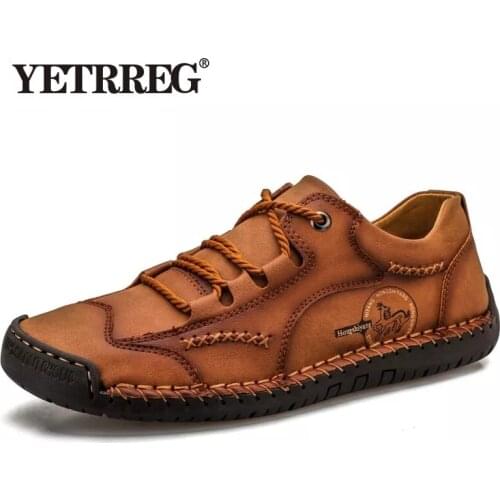 New Men Casual Shoes Handmade Leather Loafers Comfortable Mens Shoes Quality Split Leather Flat Moccasins Men Sneakers Size 48