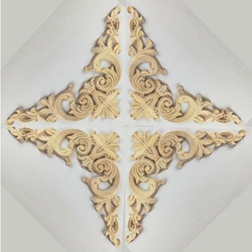 Carved Decal Corner Onlay Applique Frame for Vintage Home Door Decor Wood Furniture Decoration Figurine Miniature Craft