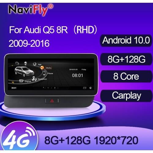 NaviFly 8+128G 1920*720 Carplay 4G LTE Android Car GPS Navigation Multimedia Player For Audi Q5 2009-2016 Right Hand Driver