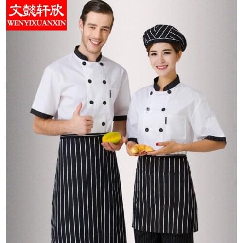 Adult New Chef Jacket Short-sleeve Male Chef Uniform Hotel Working Wear Restaurant Work Clothes Tooling Uniform Jackets B-6411