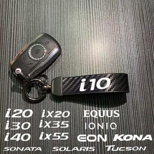 New Carbon Fiber Keychain 4s Shop Fine Gift Key Ring For Hyundai i20 i30 i10 i40 ix20 ix35 ix55 EON EQUUS IONIQ SOLARIS Tucson