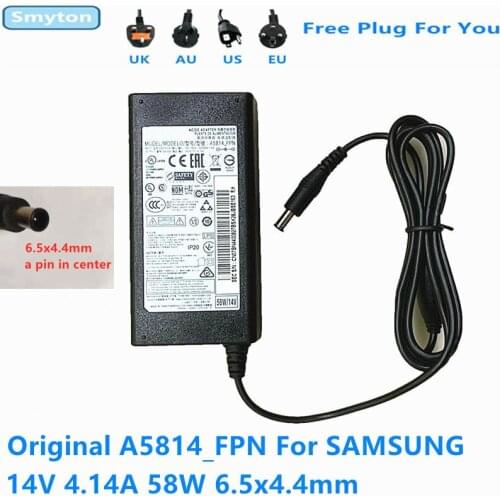 Original A5814_FPN 58W AC Adapter Charger For SAMSUNG 14V 4.14A 4.143A T24C730ND T24C550ND T27C350EW LCD Monitor Power Supply