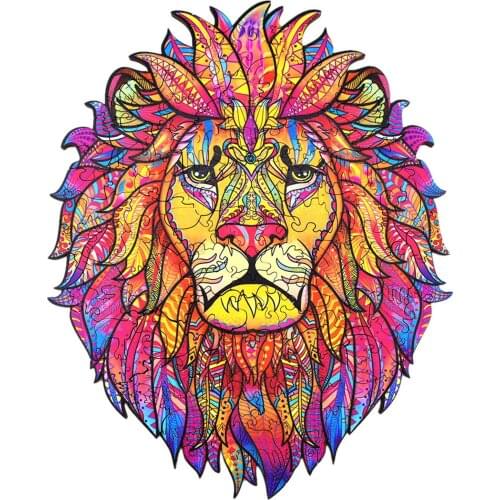 5mm Wooden Puzzle Adult Unique Lion Wolf Shape Pieces Puzzles 3d Wooden Toys For Kids Jigsaw Concentration Education Toy Gifts