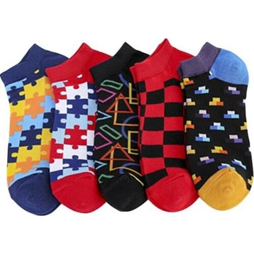 Peonfly Happy 1 Pair High Quality Brand Sokken Summer Cotton Casual Short Funny Ankle Socks Men Meia Calcetines