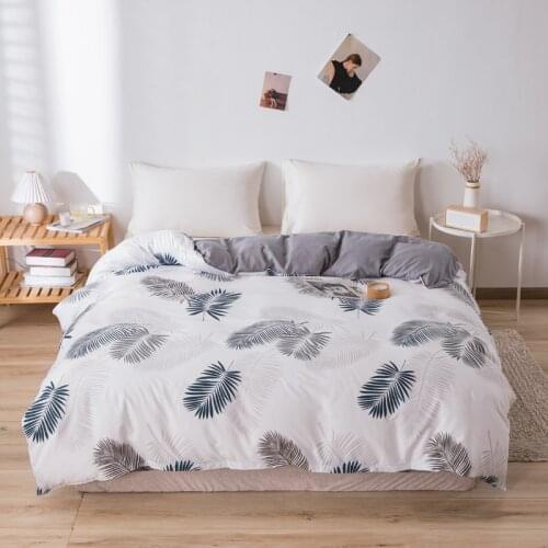 New White Duvet Cover with Zipper Comforter Case Tree Leaf Printed Quilt Cover 150x200cm 180x220cm 200x230cm 220x240cm Size 1pc