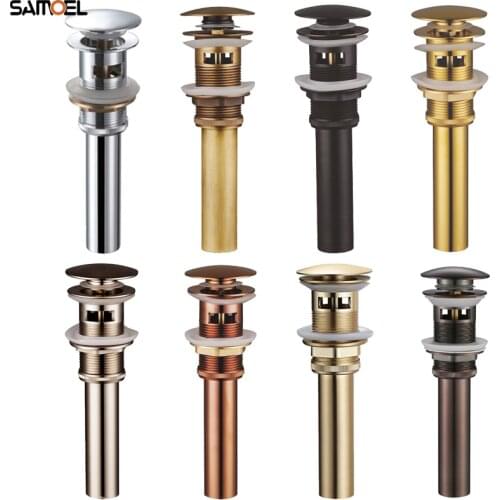Popular Household Brass Bathroom Basin Sink Drain Washbasin Pop Up Drainers With Overflow Hole PD821