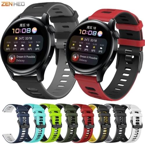 22mm Silicone Strap for Huawei Watch 3 Replacement Double Color Watchband For Huawei Watch 3 Pro Smart Watch Band