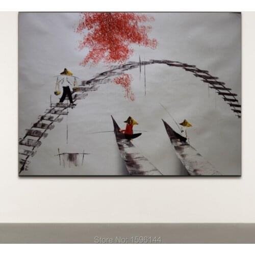 Hand painted Oil Canvas Paintings Vietnam Scenery Modern Home Decoration Wall Art Picture for living room Ornaments Painting