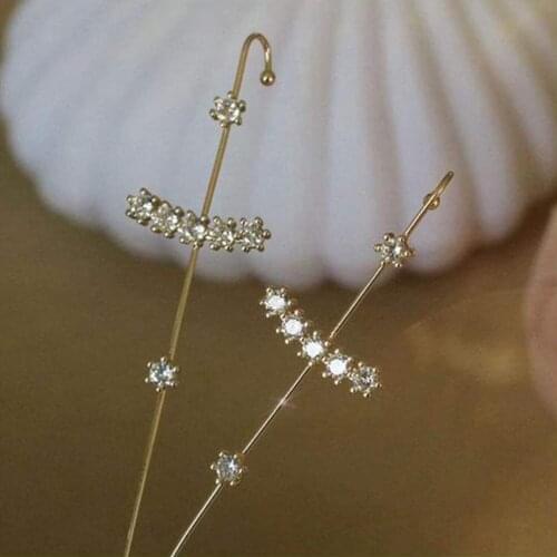 Crawler Hook Earring Bohemian Wedding Ear Wrap Crystal Stud Earrings For Woman Street Popular Hip Hop Ear Jewelry