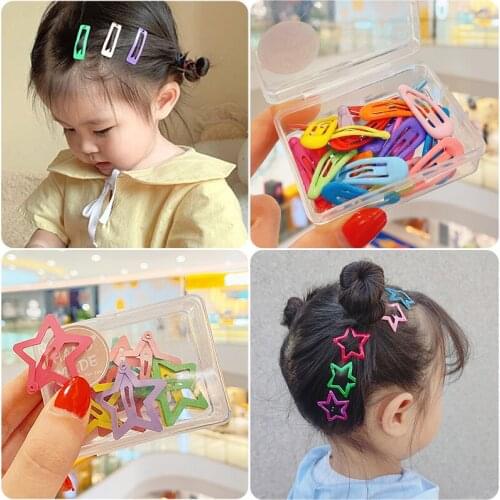 1Set/Box Baby Girls Cute Colors Star Butterfly Ornament Hair Clips Baby Girls Lovely Sweet Hairpins Kid Fashion Hair Accessories