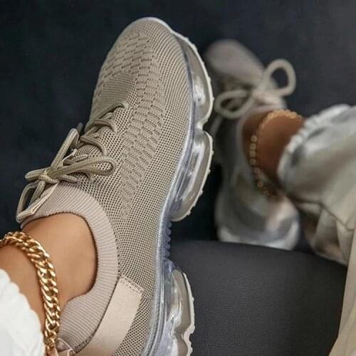 Womens Flat Shoes, Air Cushion Bottom Increase, Womens Shoes New Summer Large Size Mesh Breathable Casual Sports Womens Shoes