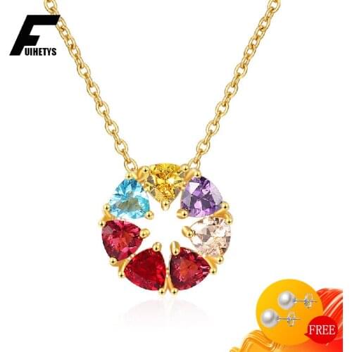 Fashion Necklace 925 Silver Jewelry for Women Wedding Promise Party Gift Topaz Gemstone Pendant Ornaments Wholesale Dropshipping