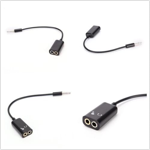 1Pcs Audio Splitte Headphone Splitter 3.5mm Aux Audio Jack Stereo Earphone Double Adapter Cable for IOS Android Phone MP3