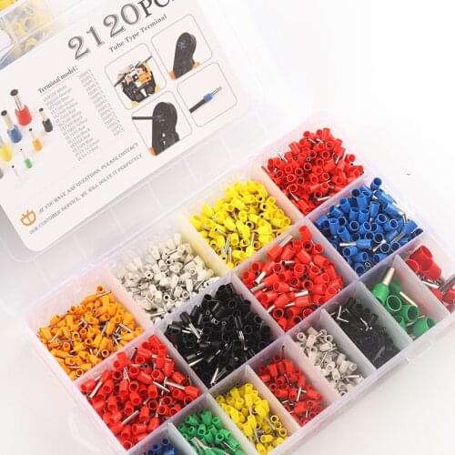 1800/1930/2120PCS Boxed Cable Wire Connector Electrical Tube Terminals Multiple styles Pre-Insulated Crimping Sleeve terminal s