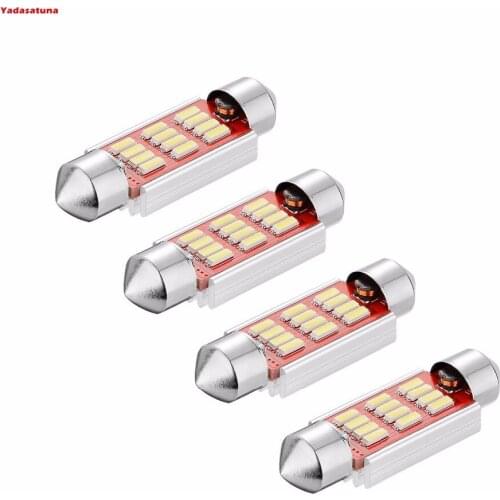 4Pcs Festoon 12SMD 4014 Bead 36mm Super Bright Led Car Lamp Light White Error Free High Power Lights 12V 6000K