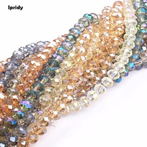 48 Cutting Face Tyre Crystal Beads Charm Faceted Glass Beads Rondelles Loose Spacer Bead for DIY Jewelry Making