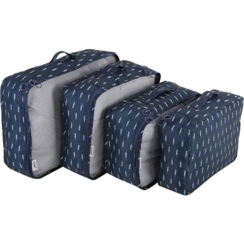 8Pcs Portable Clothes Storage Bag Underwear Packing Travel Luggage Organizer Navy Feather