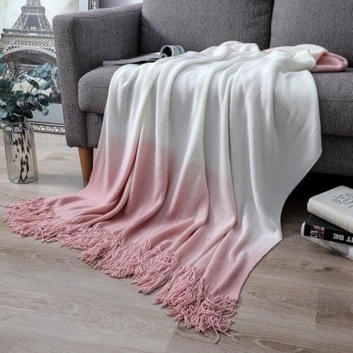 Gradients white and pink blanket bed cover all seasons use home decoration warm bedding sofa blankets 127*170cm