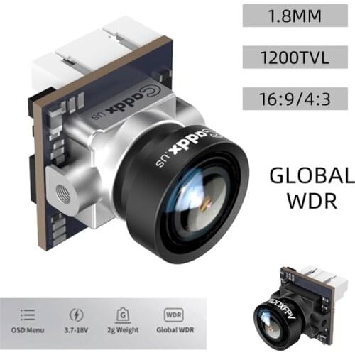 Caddx Ant 1.8mm 1200TVL 16:9/4:3 Gray/Black Global WDR FPV Camera for FPV Racing RC Drone Quadcopter w/ OSD 2g Ultra Light Naano