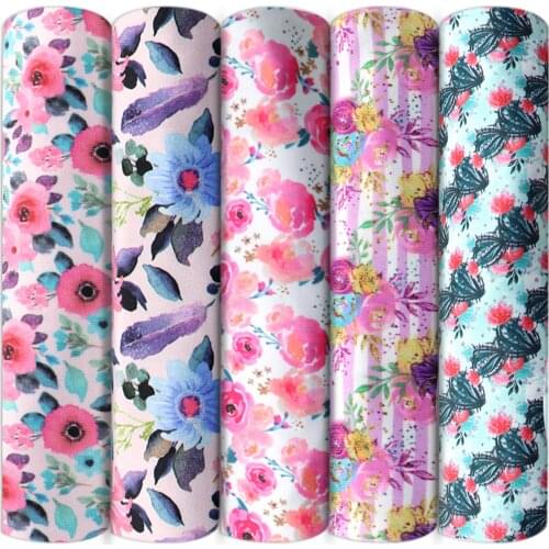 Flower Cactus Leaf Plant 4 Way Stretch Knit Cotton Fabric Sewing Quilting Needlework Material DIY Cloth,c13808