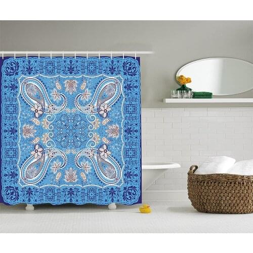 Paisley Decor Shower Curtain Classic Eastern Ornamental Floral Pattern Bathroom Accessories